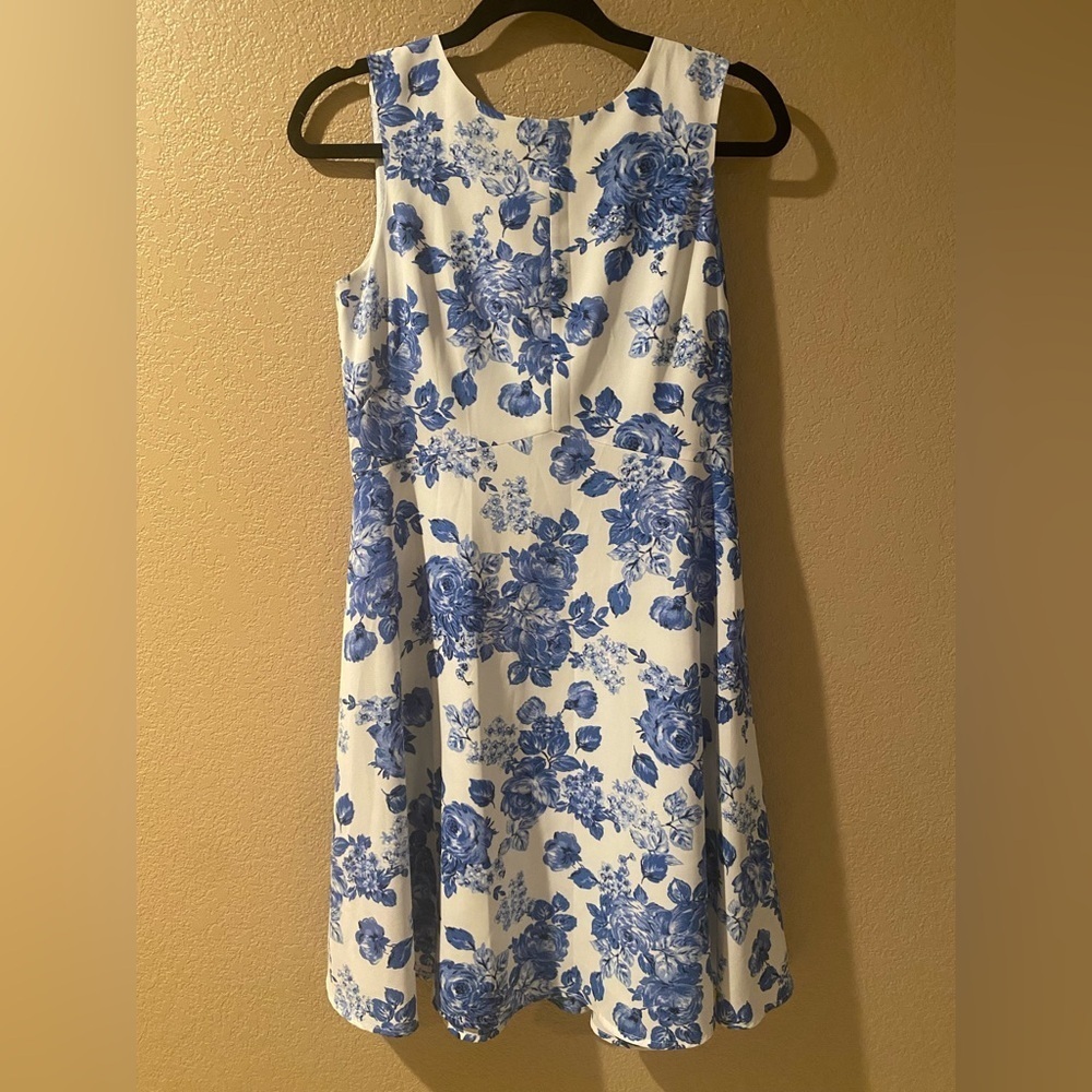 Brooks Brothers Blue and White A-line Midi Dress
